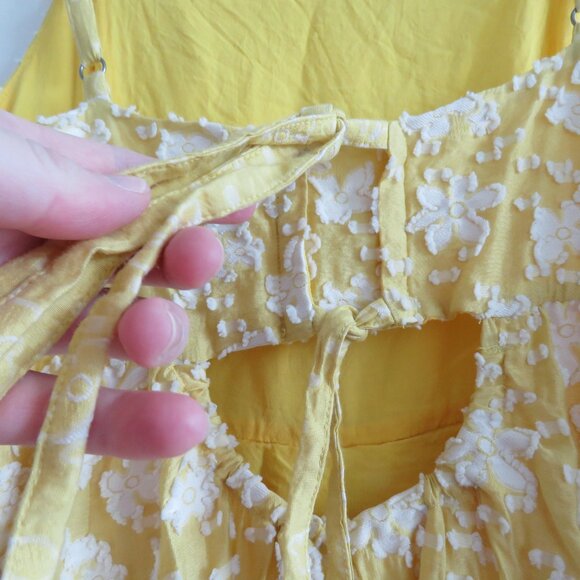 ANTHROPOLOGIE MAEVE Rhonda Textured Midi Dress in Yellow Floral Boho Size US 6 - Picture 13 of 15